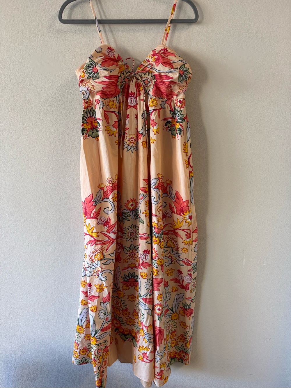 J. Crew Peach Floral Spaghetti-Strap Maxi Dress
